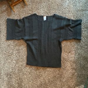 JMS 1X Gray sweater Dolman sleeves bandeau at mid section